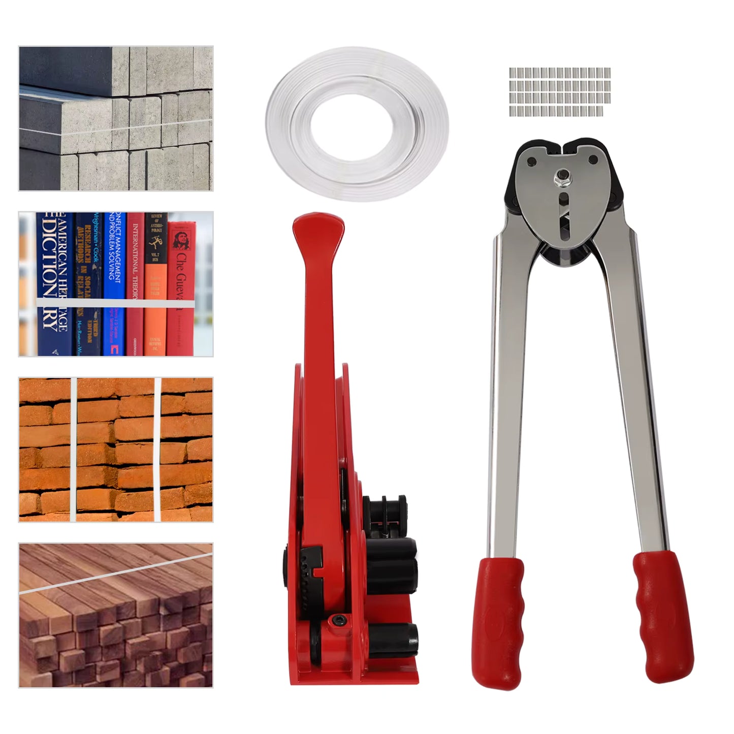 Kit de cerclage manuel 1000N – Tendeur + pince à sceller + feuillard plastique – Outils d’emballage professionnels pour colis et palettes