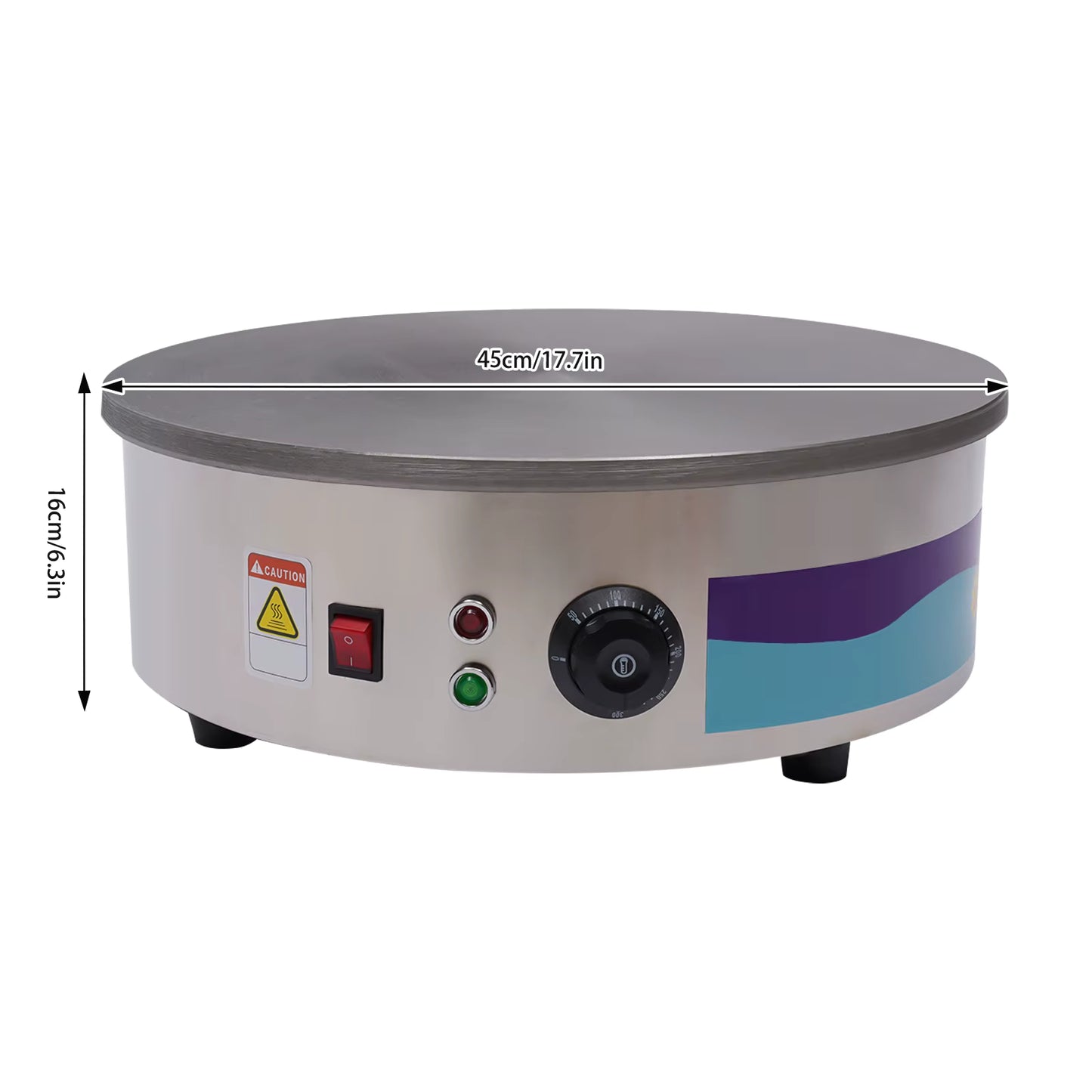Crêpière électrique 45 cm professionnelle – Plaque chauffante 220V – Appareil à crêpes, pancakes et galettes – Usage maison et commercial