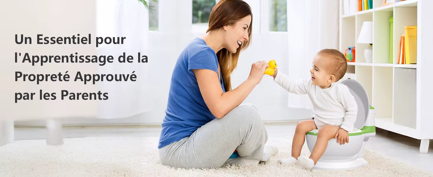 Pot d'Apprentissage Toilette Enfant – Chasse d'Eau Sonore, Amovible & Antidérapant – Garçon & Fille