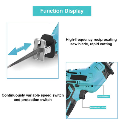 Scie alternative électrique sans fil 21 V pour bois et métal avec 2 batteries