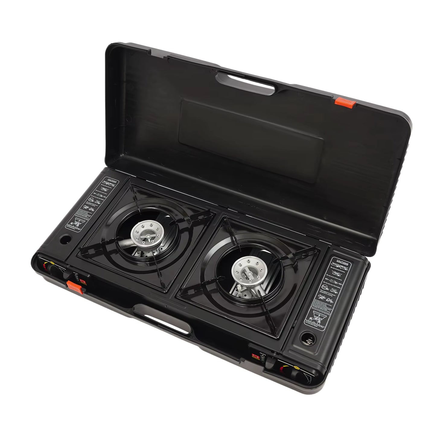 Réchaud de Camping Portable 2 Brûleurs Gaz Butane GPL 2,5 kW Allumage Automatique Barbecue Pique-Nique Outdoor