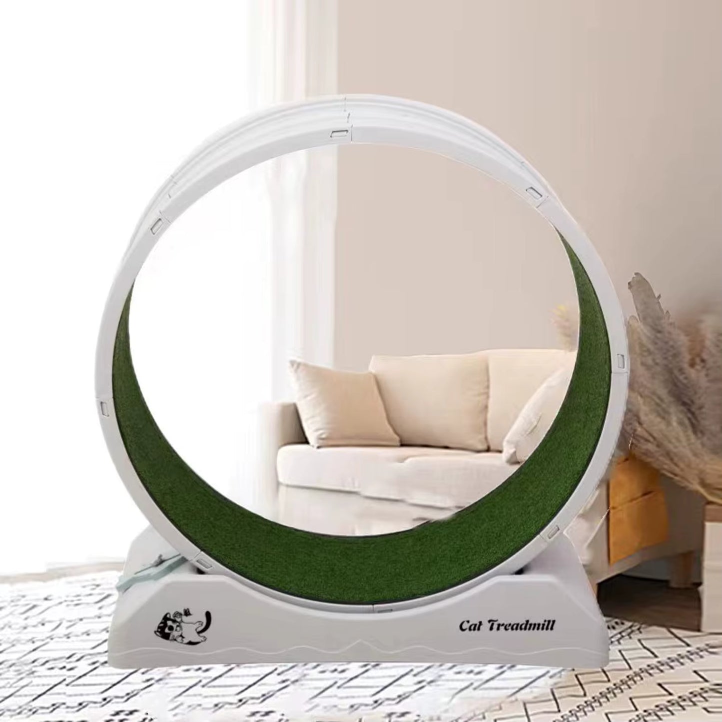 Grande Roue d’Exercice Silencieuse pour Chat – Tapis de Course Intérieur – Non Électrique – Structure Durable avec Verrouillage – 85 x 80 x 35 cm