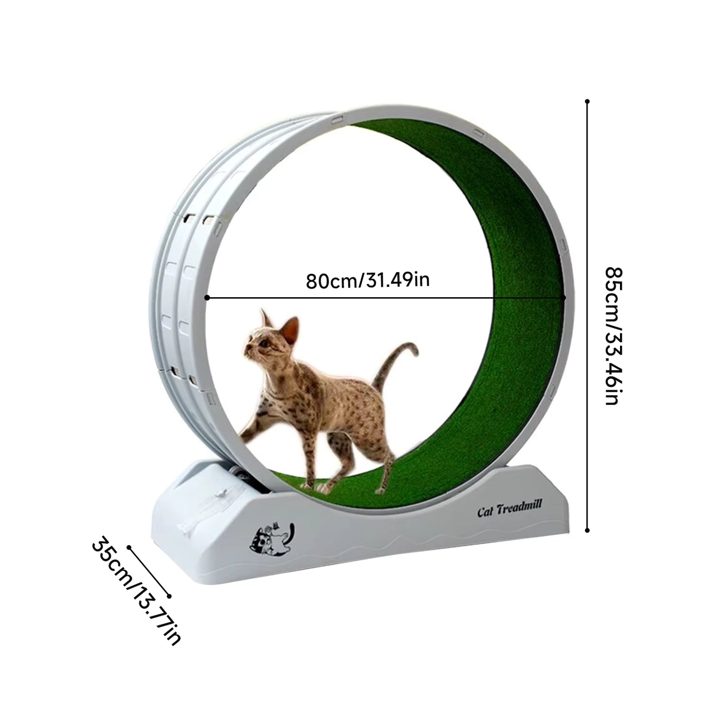 Grande Roue d’Exercice Silencieuse pour Chat – Tapis de Course Intérieur – Non Électrique – Structure Durable avec Verrouillage – 85 x 80 x 35 cm