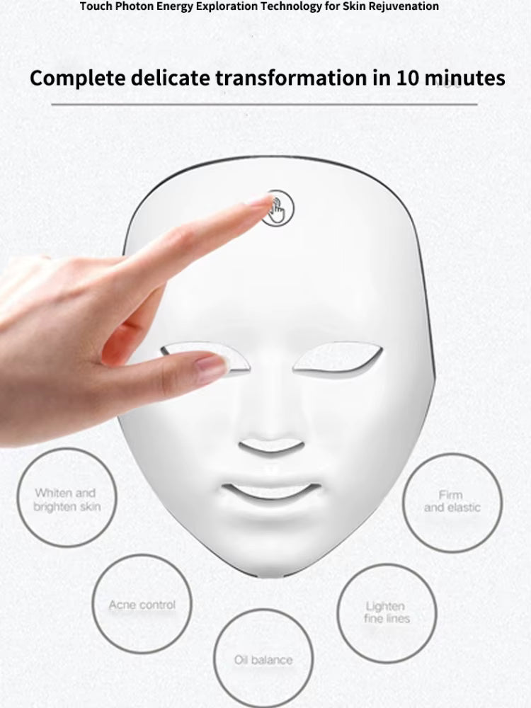 Masque LED de Beauté pour le Visage – Appareil de Soin Lumineux Anti-Imperfections et Relaxation Peau – Lumières Colorées Thérapie Visage