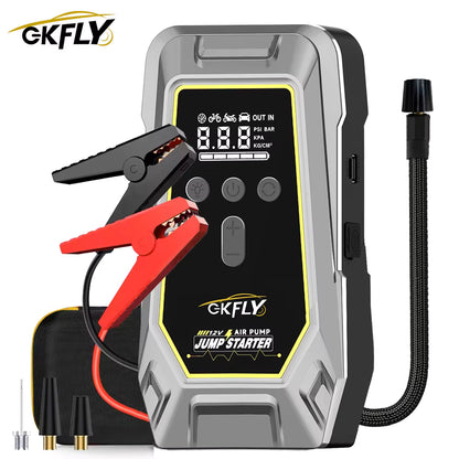 Démarreur de Batterie Portable 4000A avec Compresseur d'Air 150 PSI – Booster Voiture 12V – Gonfleur Pneus Écran LCD