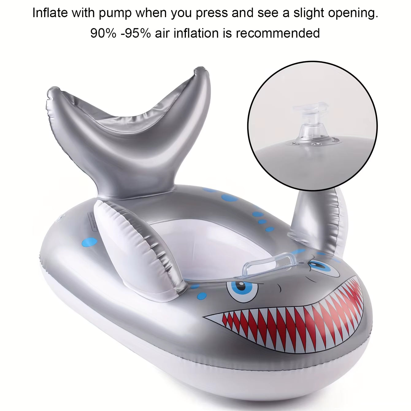 Bouée Gonflable Requin avec Poignées – Siège Flottant Piscine Adulte et Enfant – PVC Résistant
