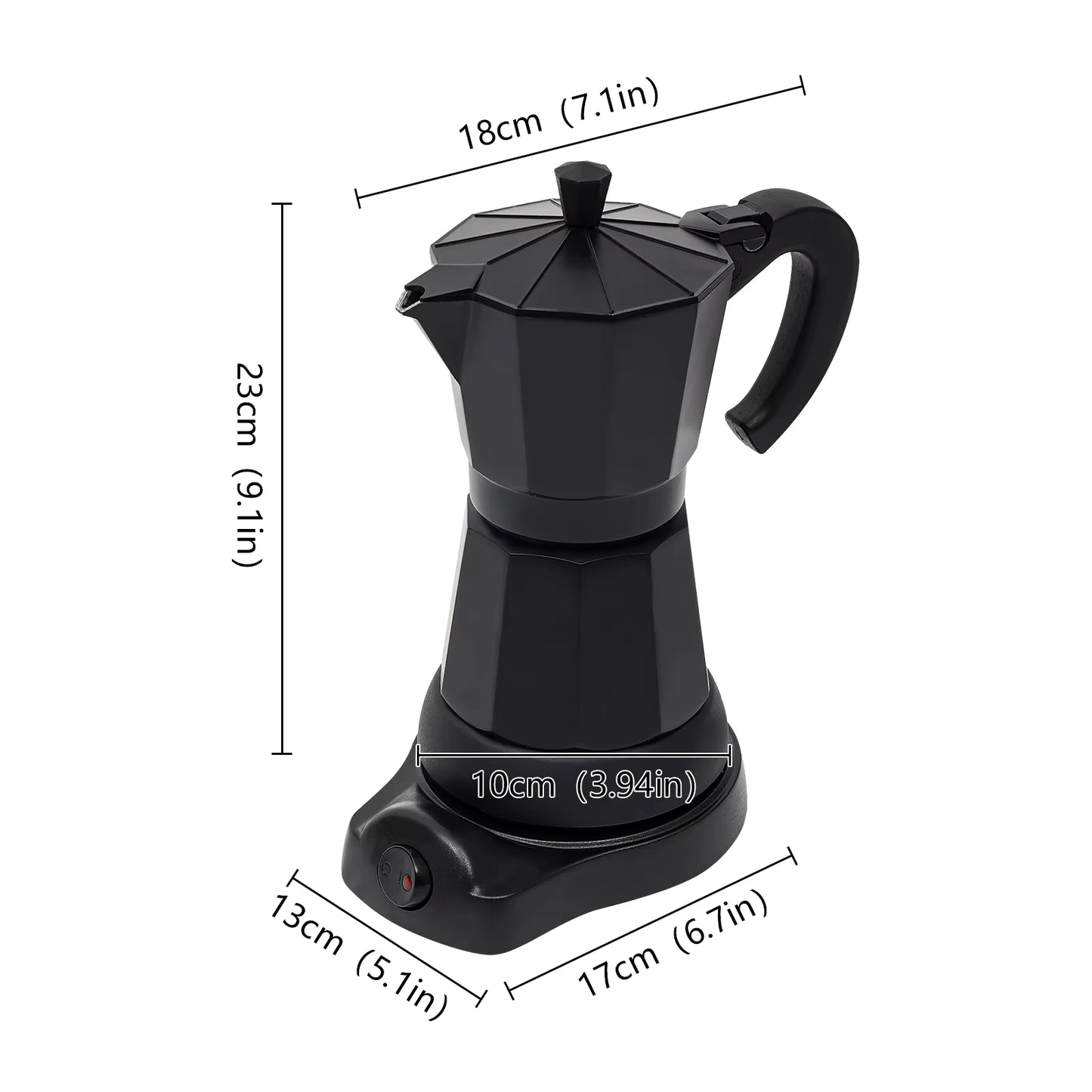 Cafetière Moka électrique 300 ml avec base