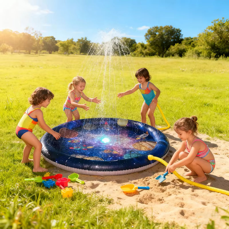 Tapis d'Arrosage Aquatique 3-en-1 pour Enfants – Splash Pad 60 Pouces – Aire de Jeux d'Eau Extérieure
