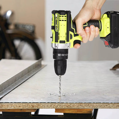 High-power rechargeable cordless hammer drill – 1350 RPM – High-speed electric screwdriver with 2 batteries