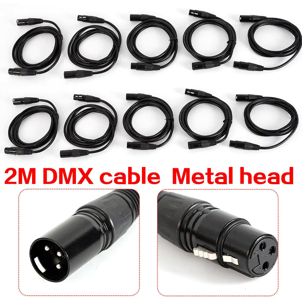 Lot de 10 Câbles DMX XLR 3 Broches 2m – Câbles Audio Éclairage Scène avec Connecteurs Métal – Compatible DJ, Sono et Éclairage