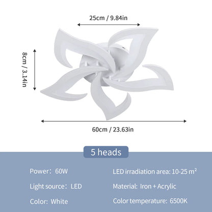 Plafonnier LED Design Pétale 60W 6750LM – Luminaire Moderne Blanc Froid 6500K