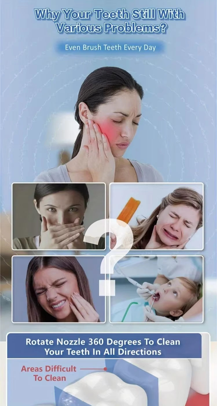 Irrigateur dentaire électrique 800ML – Hydropulseur buccal avec 5 embouts, nettoyage interdentaire, jet dentaire puissant, hygiène bucco-dentaire