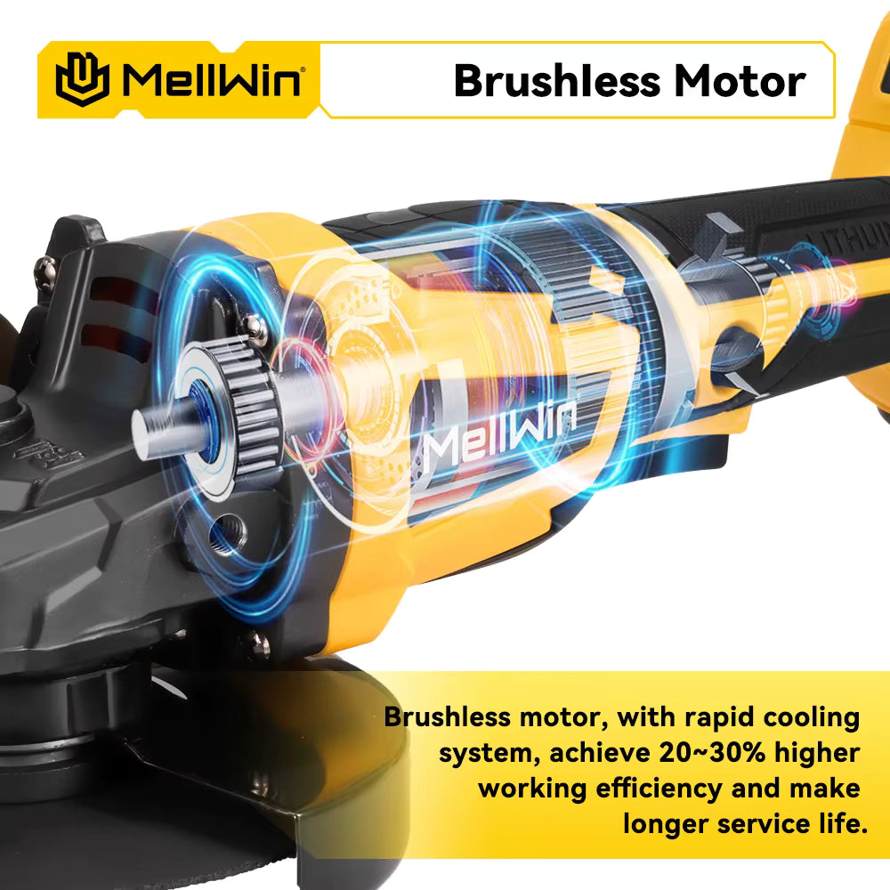 Meuleuse d’angle sans fil 125 mm sans balais pour polissage et meulage