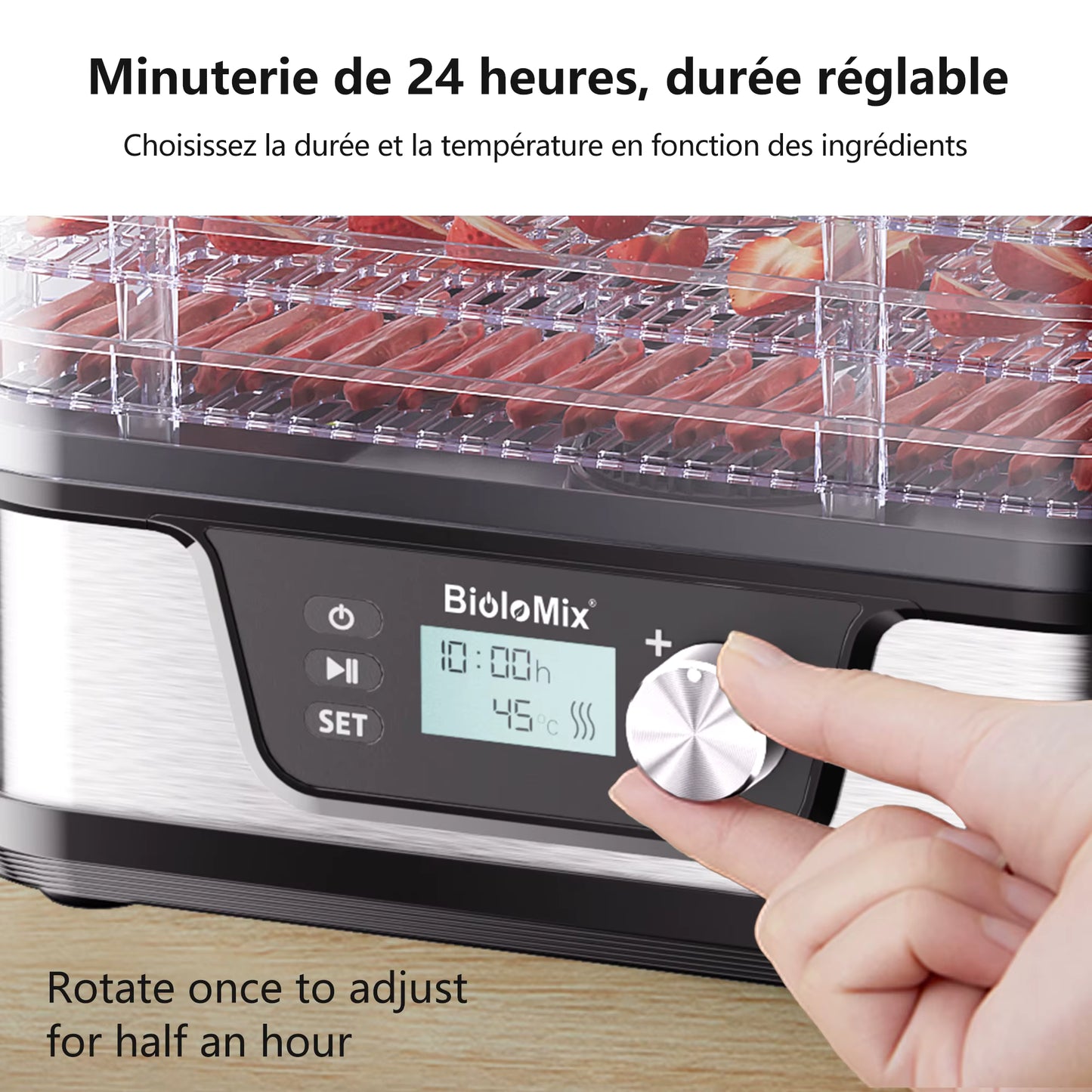 Déshydrateur Alimentaire  5 Plateaux Sans BPA – Séchoir Fruits et Légumes avec Minuterie Numérique et Contrôle Température