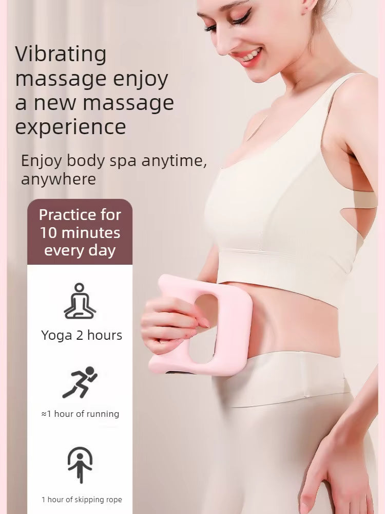 Pistolet de Massage Vibrant Professionnel Rose USB Rechargeable – Rouleau de Massage Musculaire Profond Fitness Yoga Récupération