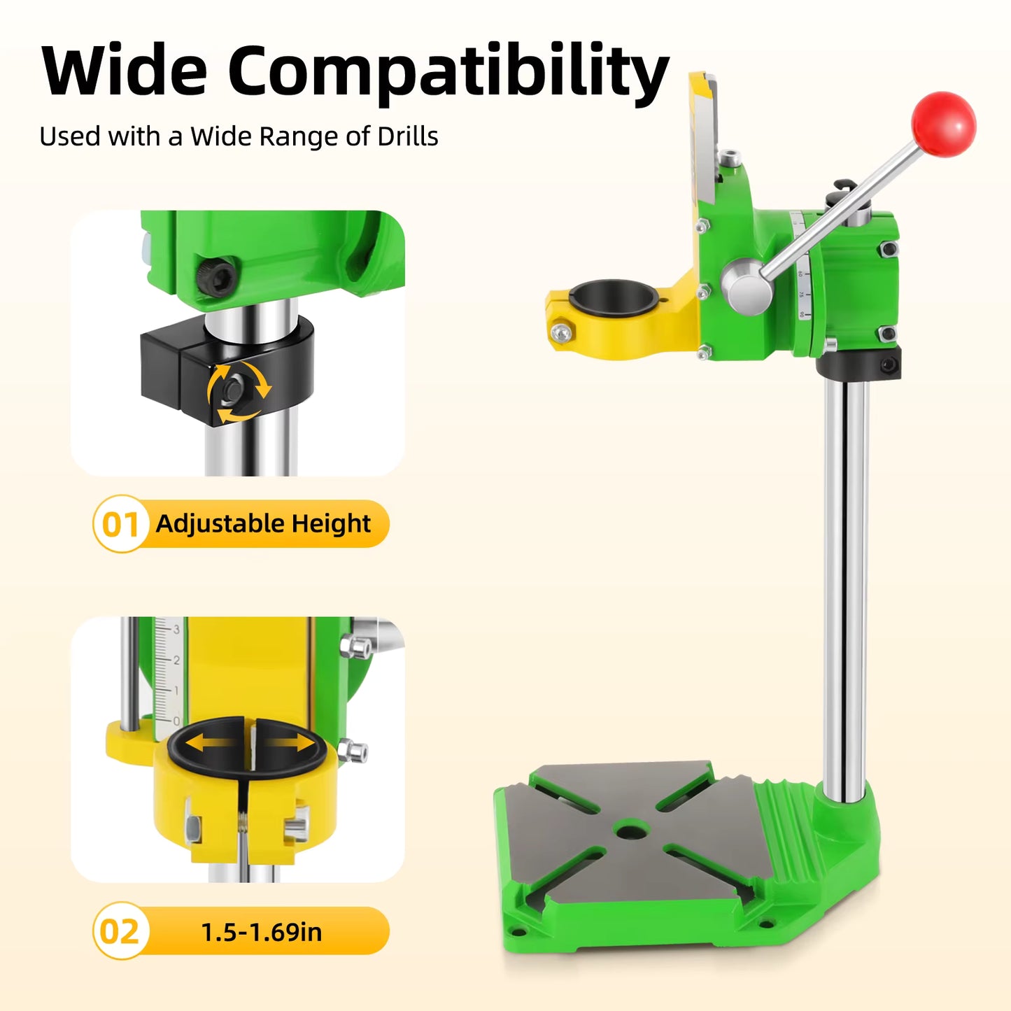 Support de perceuse d’établi 490 mm rotatif 90°