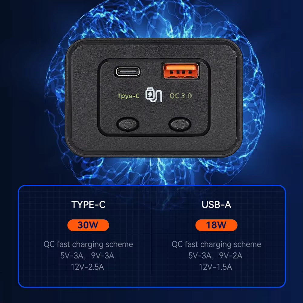 Chargeur Voiture Rapide 48W – Adaptateur Double USB Type-C PD QC 3.0 pour Allume-Cigare 12V / 24V