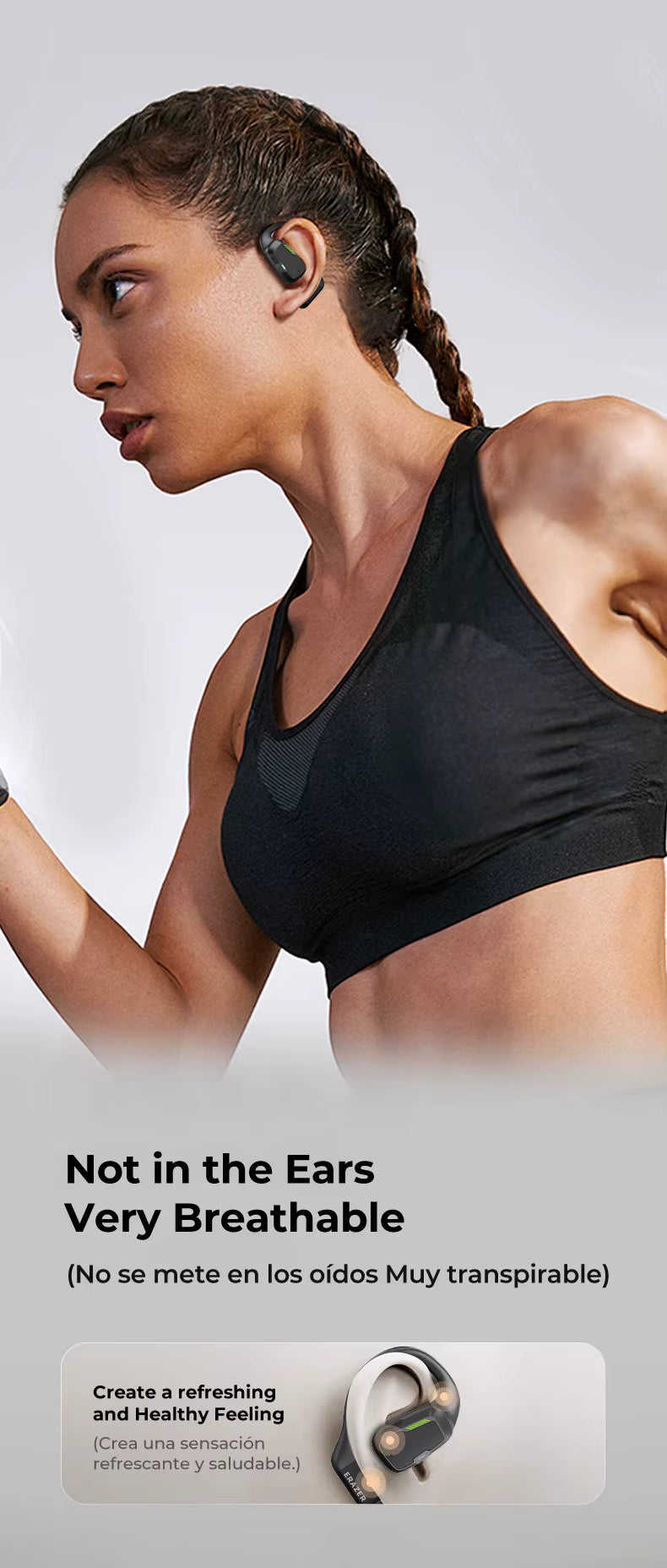Écouteurs Bluetooth Sans Fil avec Écran LED – Casque Sport Open Ear, Micro Intégré, Autonomie Longue Durée, Compatible Smartphone