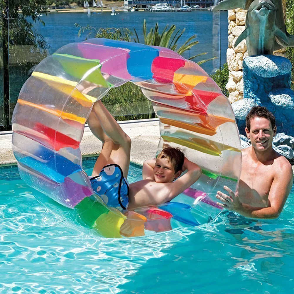 Rouleau Gonflable Aquatique Piscine – Roue Flottante Transparente Multicolore | Enfants & Adultes