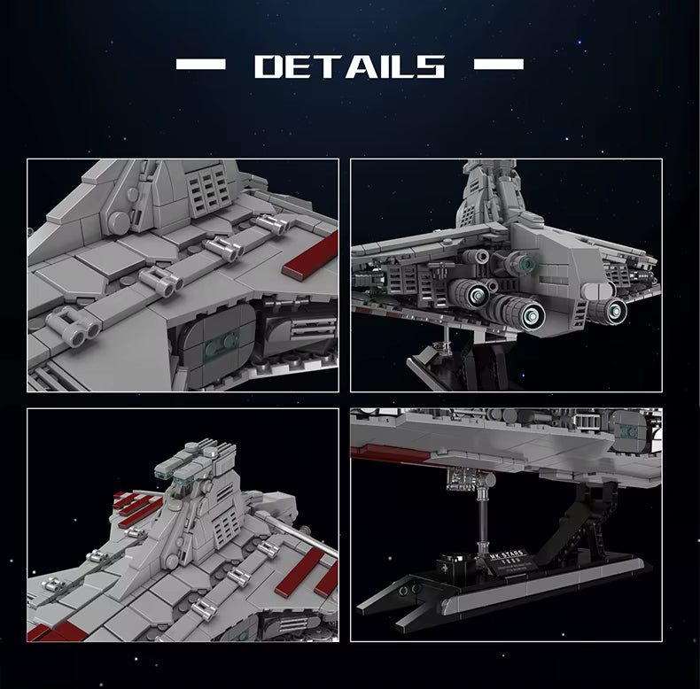 Vaisseau Spatial République – Modèle Attack Cruiser – Blocs de Construction Type MOC – Compatible 21074