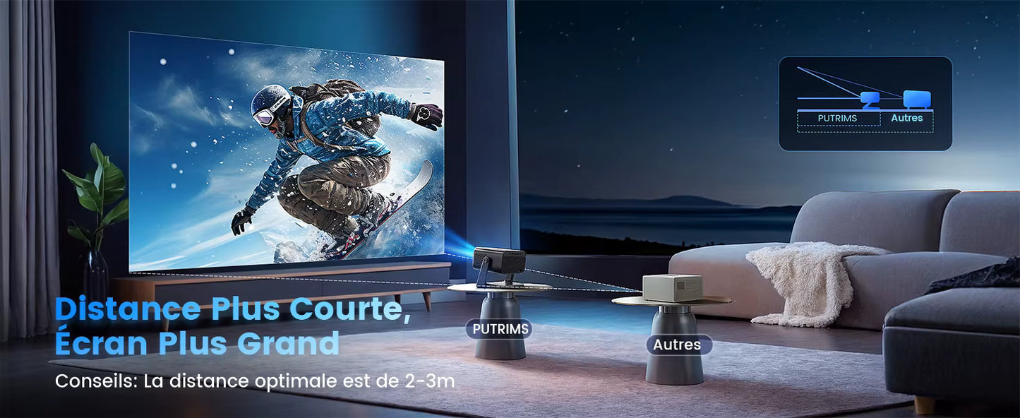 Mini Vidéoprojecteur WiFi Bluetooth 1080P – Electric Focus & Auto Keystone – Home Cinéma Portable