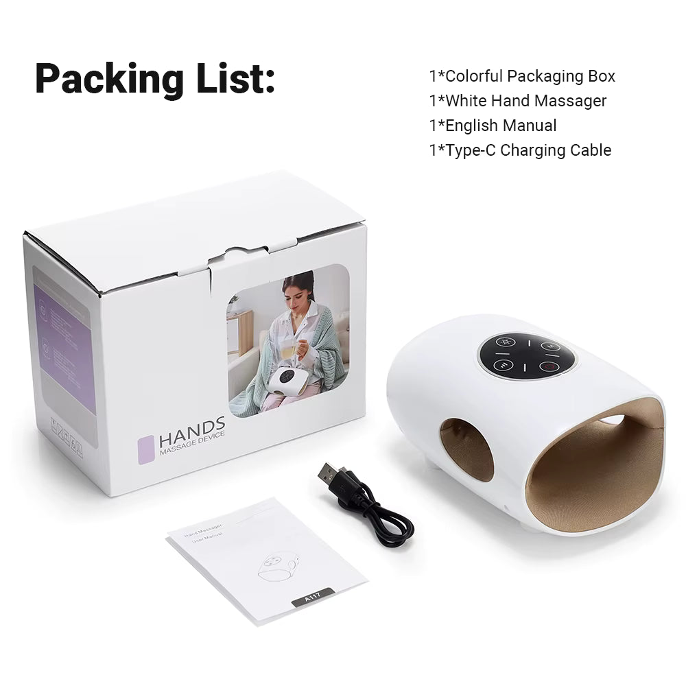 Masseur de Main Électrique Intelligent Airbag – 3 Modes, Chaleur, Compression, Sans Fil, Relaxation & Soulagement des Douleurs