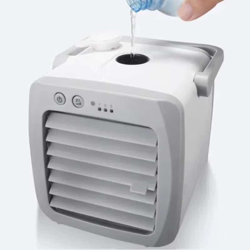Mini Rafraîchisseur d’Air USB Portable – Ventilateur Refroidisseur Personnel Silencieux – Mini Climatiseur de Bureau Rechargeable – Refroidissement Été Maison Chambre Bureau – Blanc