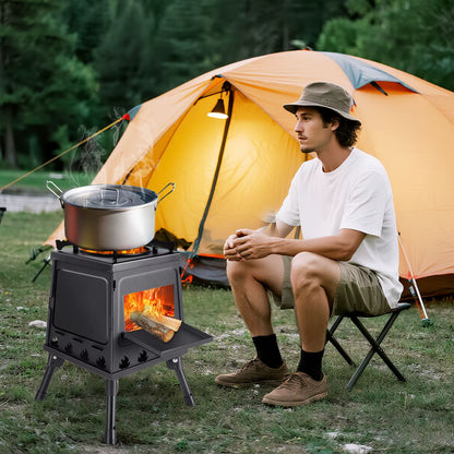 Poêle à Bois Portable Pliable pour Camping et Randonnée – Réchaud Extérieur avec Sac de Transport et Gants – Cuisine Plein Air