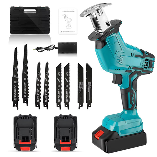Scie alternative électrique sans fil 21 V pour bois et métal avec 2 batteries