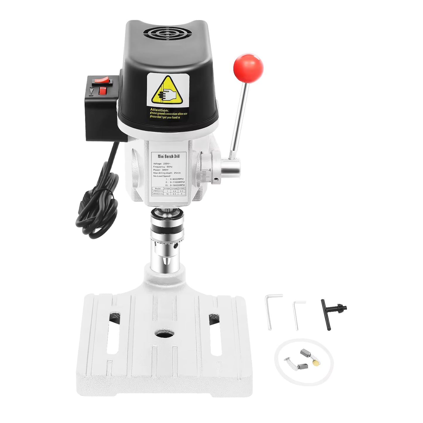 Mini perceuse d’établi 340W réglable 3 vitesses, perceuse de précision sur table, outil électrique portable pour bois, métal et bricolage