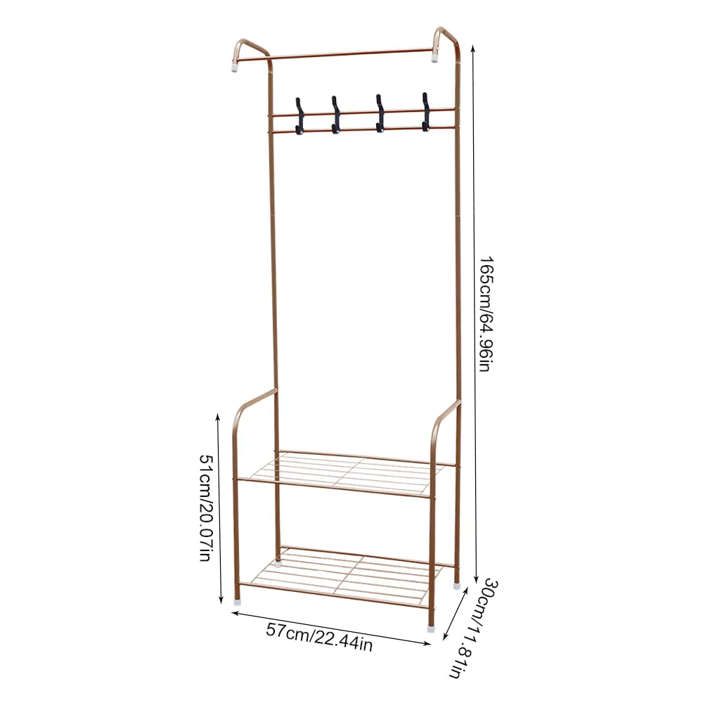 Porte-manteau 57 cm avec étagère à chaussures café