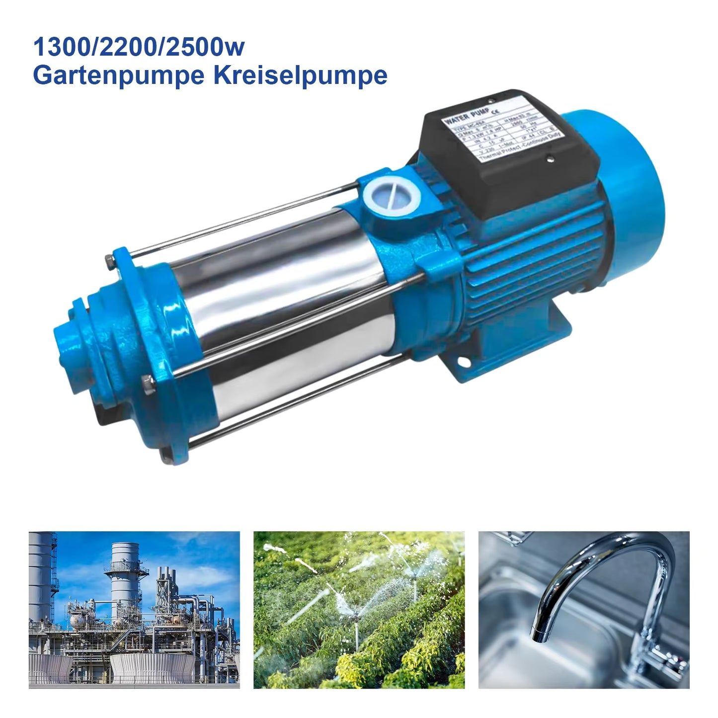 Pompe centrifuge eau domestique 1300W – 4000 L/h – Pompe de jardin arrosage – Pression élevée 220V