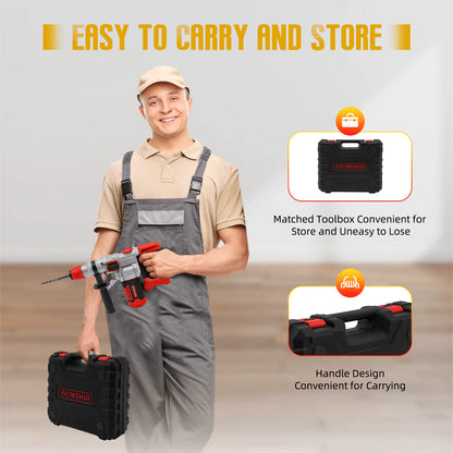 Perceuse à Percussion 2200W 4 en 1 – Marteau Perforateur Électrique Multifonction avec Forets et Coffret