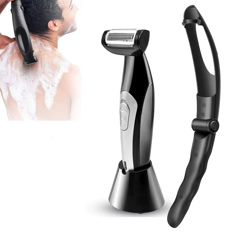 Rasoir Électrique Étanche pour Dos et Corps – Tondeuse Homme Rechargeable avec Poignée Extensible – Rasage Corps Sans Fil – Soin Beauté Homme