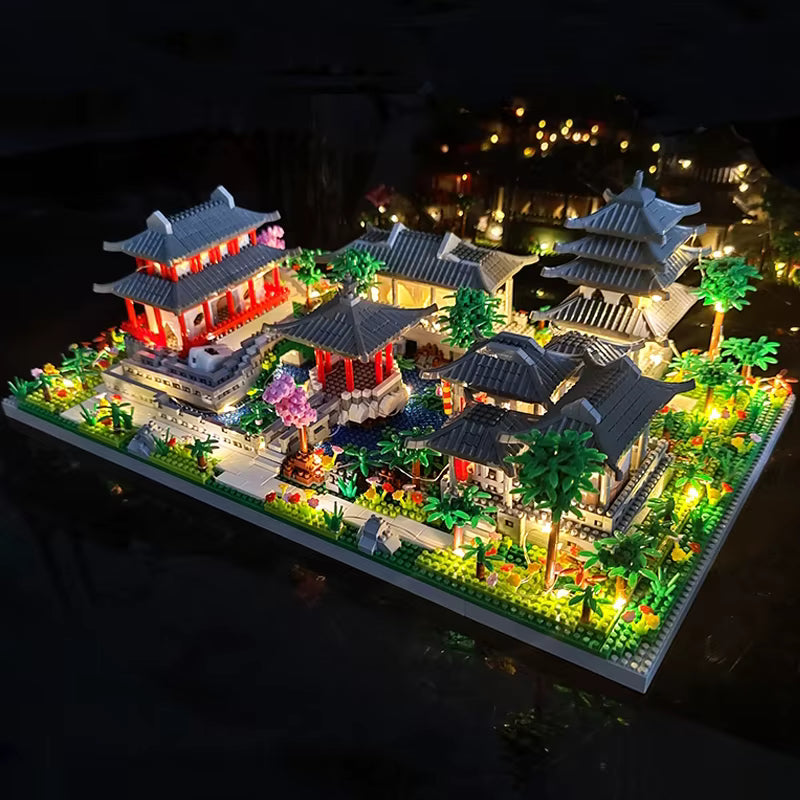 Mini Jardin Chinois Lumineux 1800+ Pièces – Jeu de Construction LED Style Architecture Asiatique – Décoration Créative