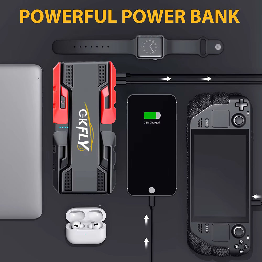 Booster Batterie Voiture 4000A 12V – Démarreur Portable Rechargeable USB avec Éclairage LED – Chargeur de Batterie Automobile Moto SUV