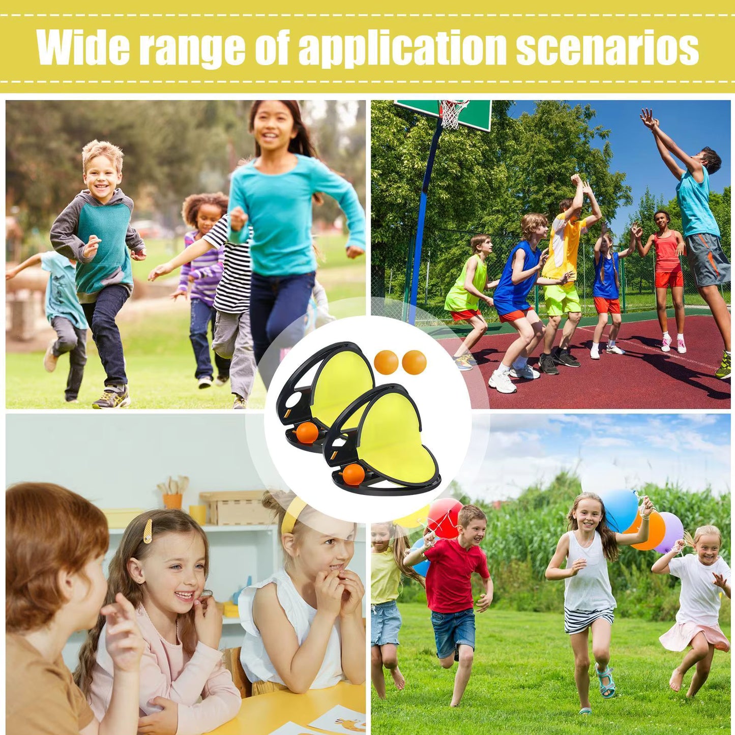 Jeu de Lancer et Capture Interactif pour Enfants – Set Balles et Raquettes Attrape-Balle – Jeu Extérieur Motricité Fine 2 Joueurs – Activité Plein Air