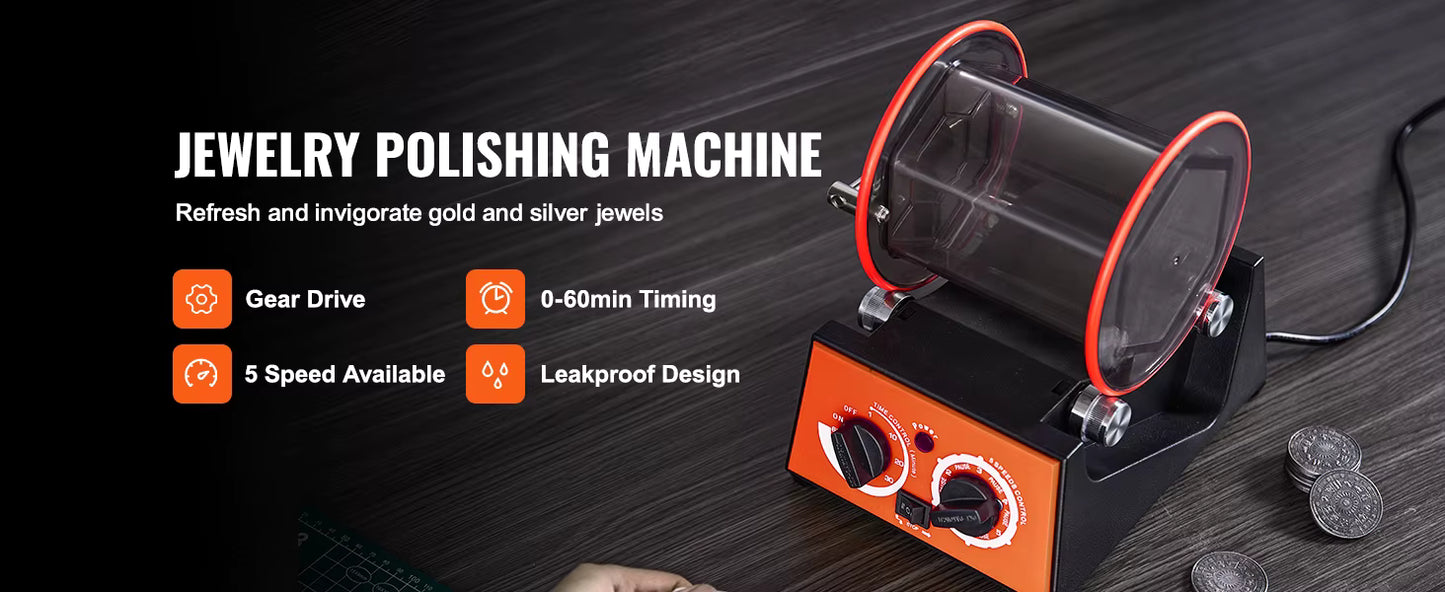 Polisseuse Rotative 3kg / 5kg – Tambour de Polissage Bijoux et Pierres – Mini Machine à Finition DIY