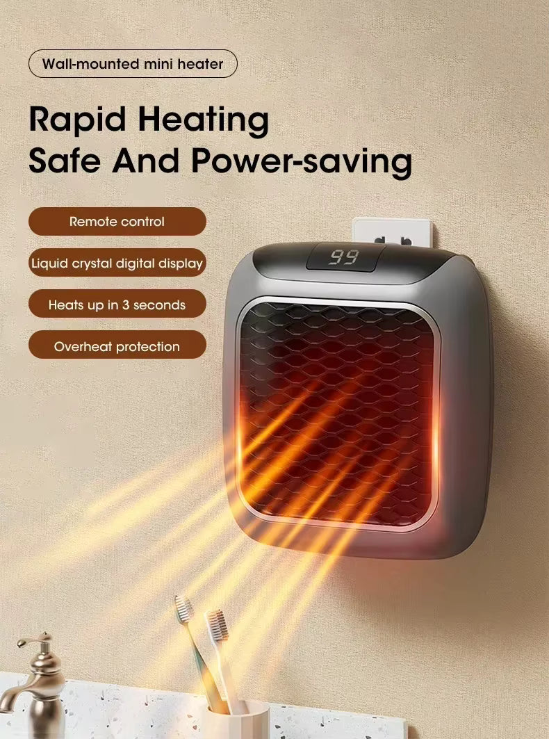 Mini Radiateur Électrique Mural Enfichable – Chauffage Compact avec Thermostat pour Chambre