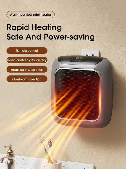 Mini Radiateur Électrique Mural Enfichable – Chauffage Compact avec Thermostat pour Chambre