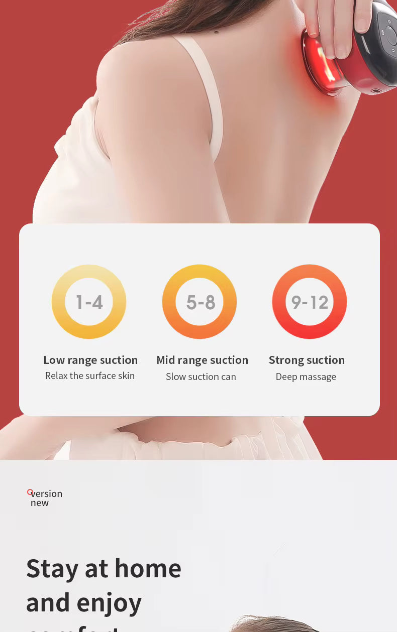 Appareil de Massage Électrique à Ventouse Chauffante 6 Vitesses – Massage Guasha Anti-Fatigue avec Fonction Chauffante et Raclage