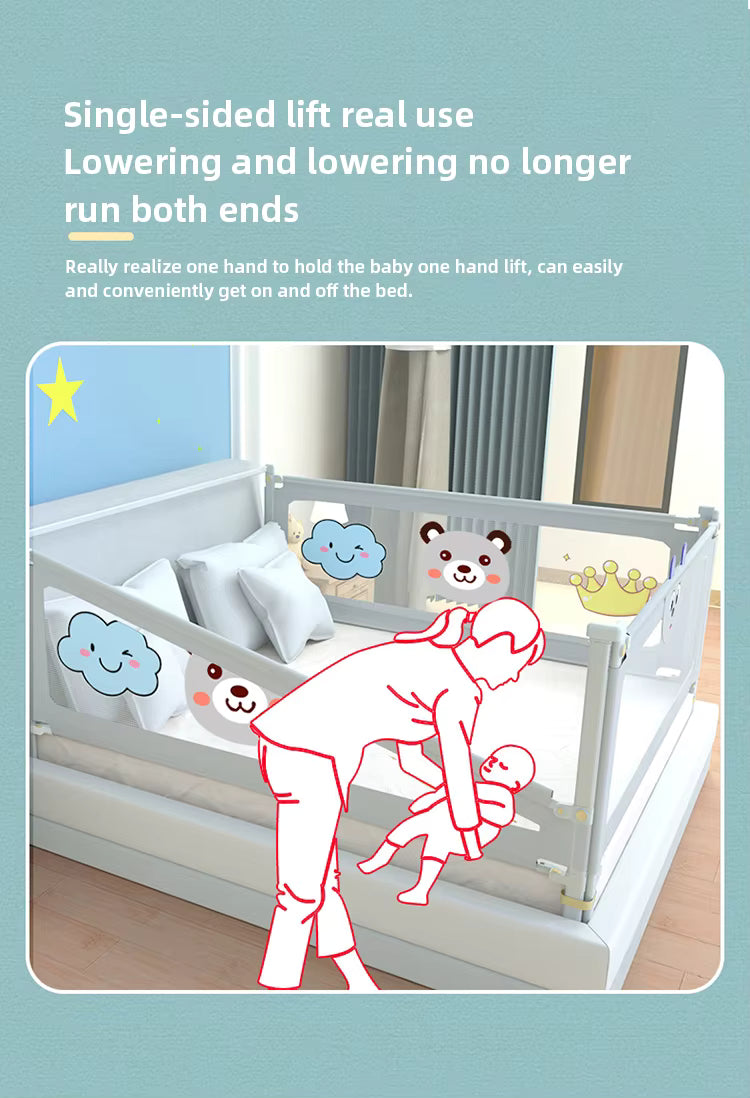 Barrière de Lit Enfant Réglable – Garde-Corps de Sécurité Relevable – Protection Bébé Lavable