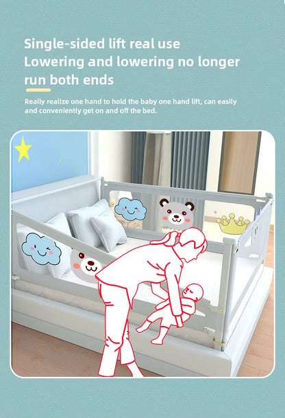 Barrière de Lit Enfant Réglable – Garde-Corps de Sécurité Relevable – Protection Bébé Lavable