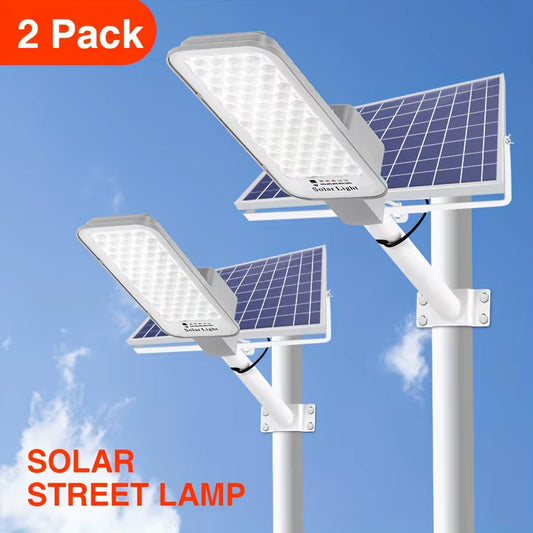 Pack 2 Lampadaires Solaires LED 1000W Extérieur avec Panneau Solaire et Détection Automatique – Éclairage Jardin Rue Allée