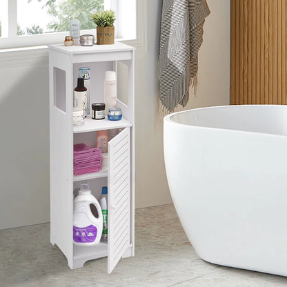 Armario de Baño de 4 Niveles de PVC – Estante de Almacenamiento Impermeable con Puerta Ventilada
