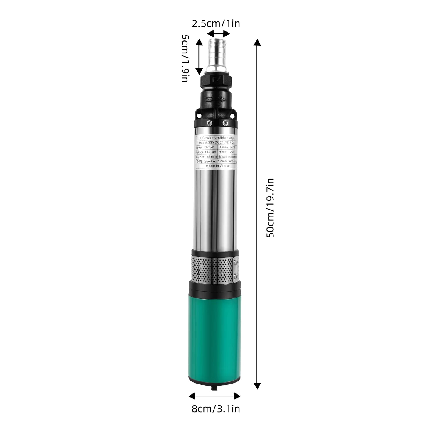 Pompe submersible 24V 320W puits profond