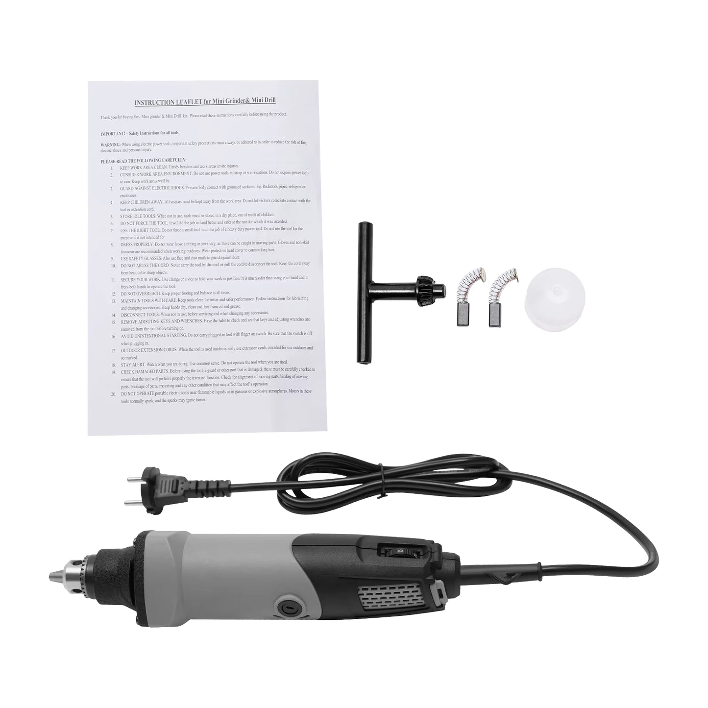 Perceuse électrique filaire 400 W à 6 vitesses avec kit de meulage rotatif
