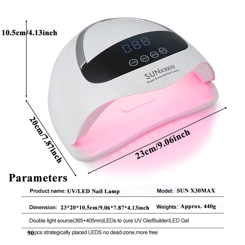 Lampe UV LED SUN X29MAX 90 LEDs pour Ongles – Sèche Vernis Gel Professionnel avec Écran LCD – Lampe Manucure Nail Art EU Plug