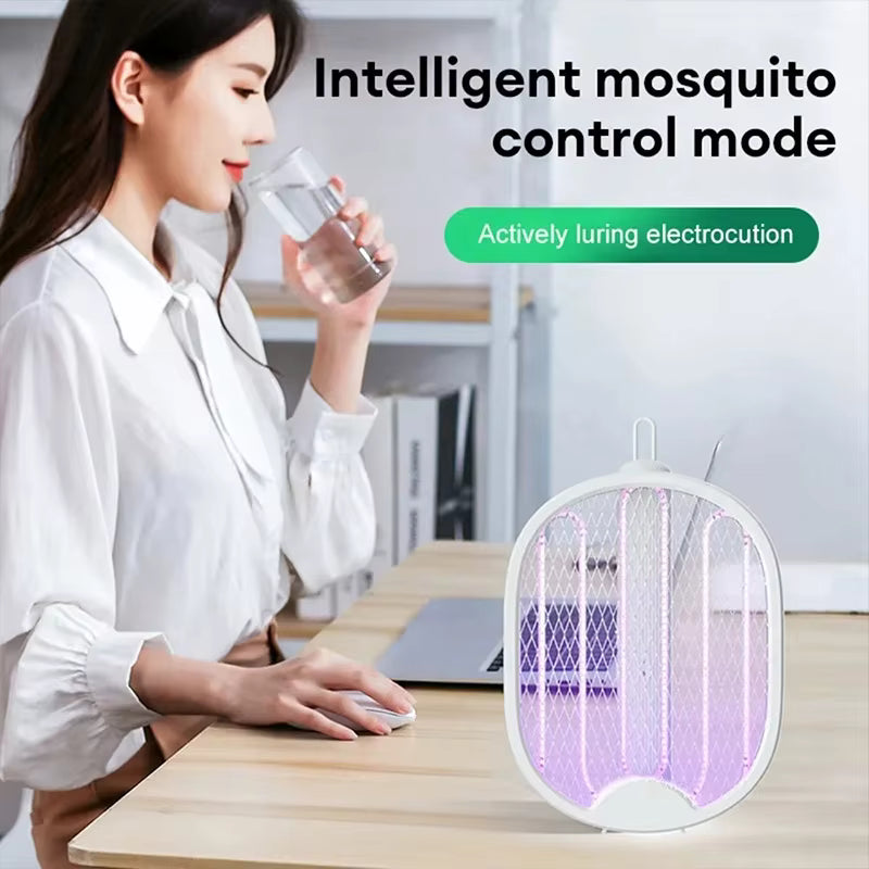 Raquette Électrique Anti-Moustiques Rechargeable Pliable UV – Tue Insectes Volants – Anti Moustique Portable