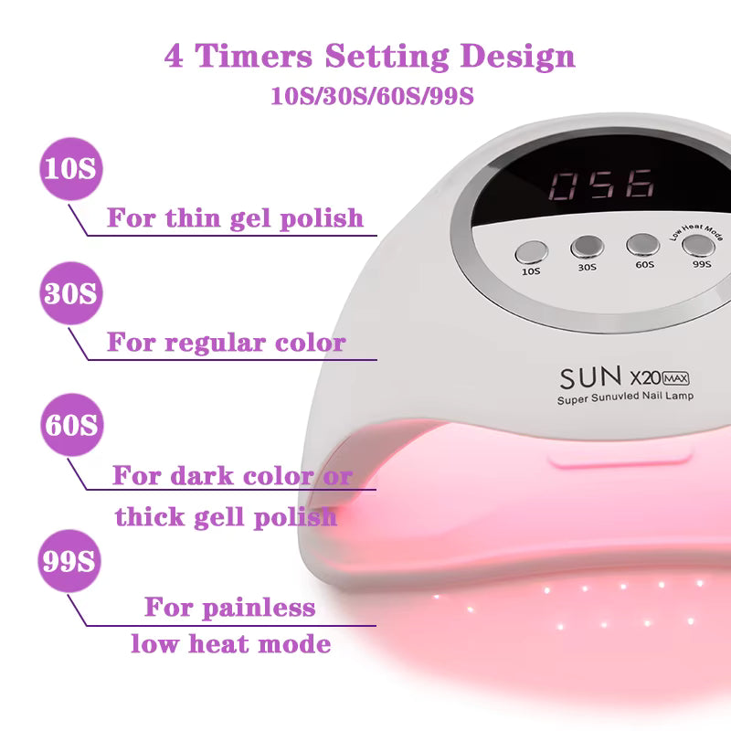 Lampe UV LED SUN X20MAX 72 LEDs pour Ongles – Sèche Vernis Gel Professionnel avec Écran LCD et Minuterie